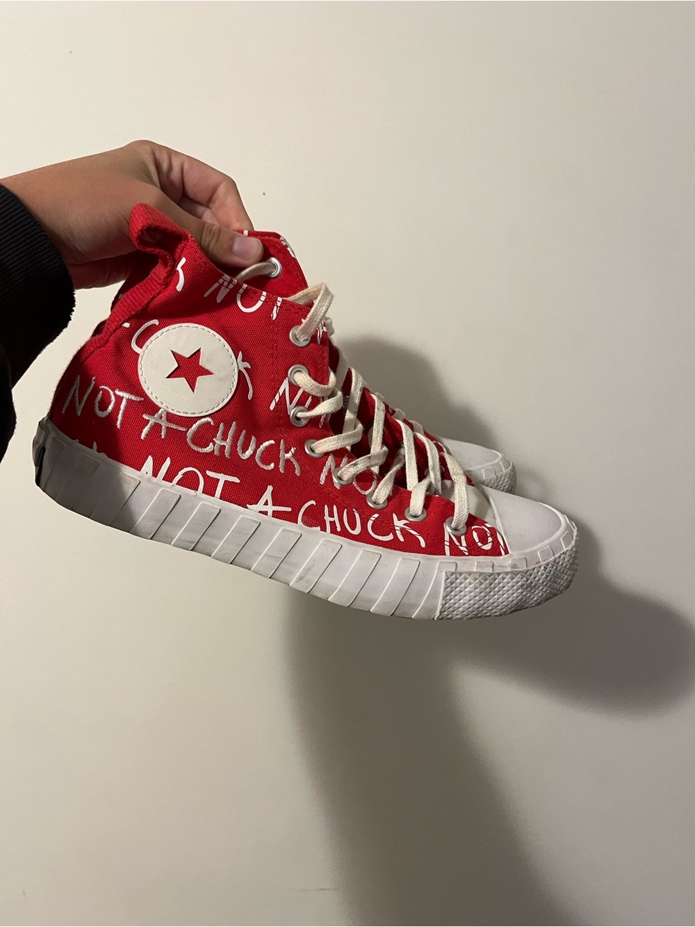 Converse Red “NOT A CHUCK” sneakers